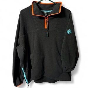 Black 2XL REI CO-OP Fleece Quarter-Zip Pullover w/Orange & Teal Accents